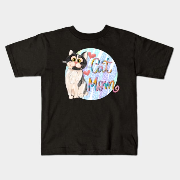 Cat mom cute design Kids T-Shirt by PrintAmor